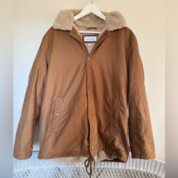 Calvin Klein Other - Calvin Klein Men's Tan Jacket with Sherpa Collar and lining